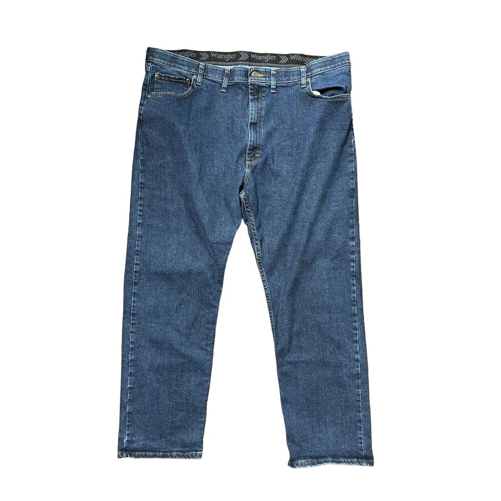 Wrangler Men's Blue Denim Med Wash Regular Fit Jeans Size 44x30 Strait Leg